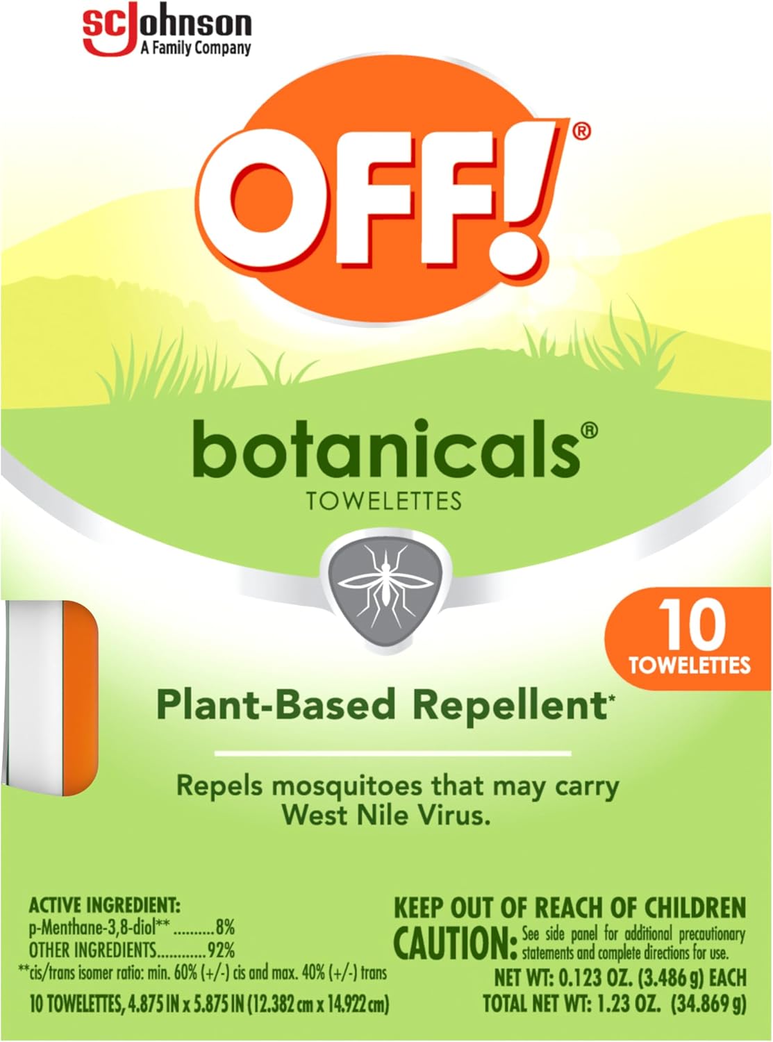 OFF! Botanicals Insect Repellent Wipes, Mosquito Repellent, 10 Count Individually Wrapped Wipes