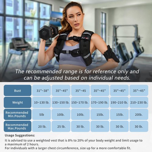 FUFF Weighted vest woman - 15lb Weights with Reflective Stripe, Weighted Vest for Men Women Strength Training Running Walking Jogging