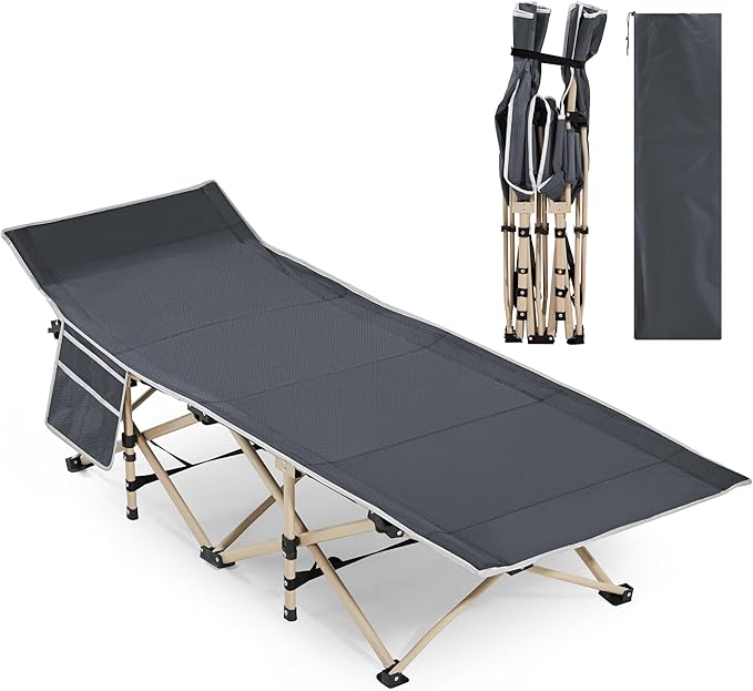 Yaheetech Folding Camping Cot, Portable Military Canvas Sleeping Bed, Outdoor Comfortable Lightweight Bed with Carry Bag for Hiking, Backpack Travel, Home & Office