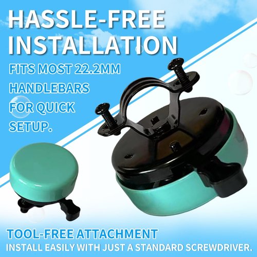 TCBIERO 95dB Bike Bell for Cruisers | Water Green | Rust-Proof All-Ages Design | Loud Ring Ring Sound Alarm