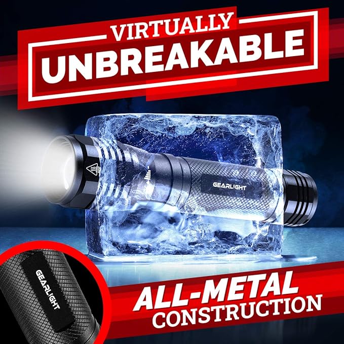 GearLight S2500 LED Flashlight - Extremely Bright, Powerful Tactical Flashlights with High Lumens for Camping, Emergency & Everyday Use