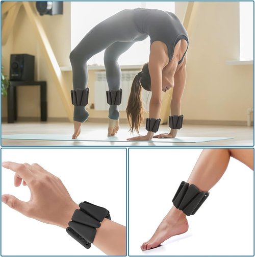 Bauterra Adjustable Ankle Weights for Women - Comfortable Gear for Enhanced Workouts - Wrist Weights for Yoga, Walking, Running, and Fitness Workouts, Pack of 2 (Beige, 2 Lb)