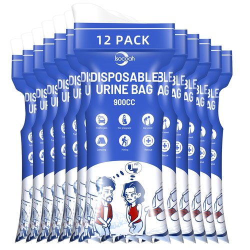 Disposable Urine Bags 900ML 12 Pieces, Emergency Portable Pee Bags for Women Men, Travel Urinal Bag, Unisex Urinal Toilet Bag for Road Trips Camping Hiking Traffic Jams, Emergency Vomit and Urine Bags