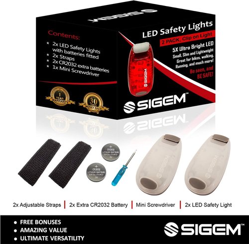 LED Safety Lights + Free Bonuses | Clip on Flashing Strobe Light High Visibility for Running Jogging Walking Cycling Best Reflective Gear for Kids Dogs Bicycle Helmet and Bike Tail Light