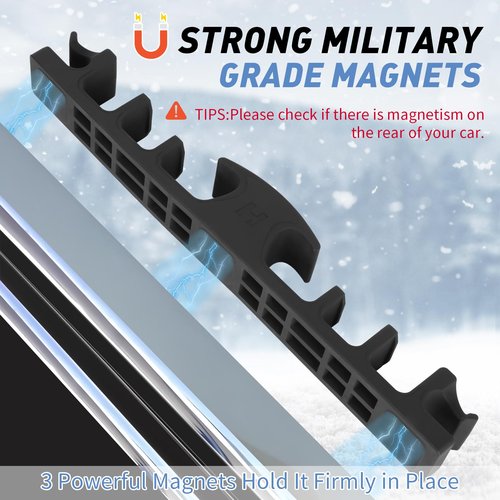 Hikeen Magnetic Ski Snowboard Vehicle Mount,Holders to Prevent Ski Snowboard and Ski Pole from Tipping Over | Vehicle Paint Protection | Holds Up to 4 Pairs Skis or 2 Snowboards,2 Ski Poles