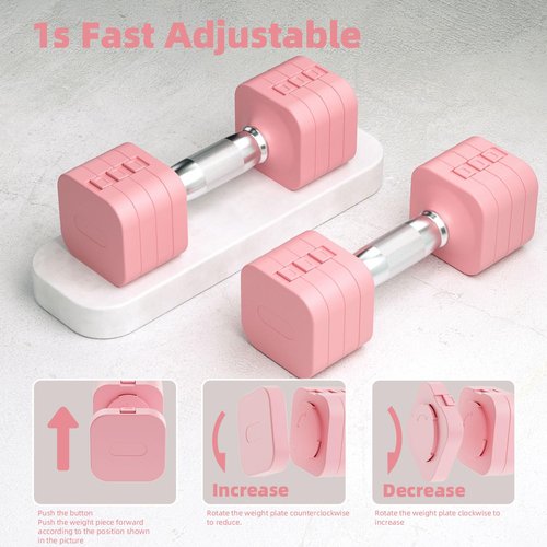 RUNWE 10lb Dumbbell Set of 2-4 in 1 Fast Adjustable Free Weight Set, Each 4lb 6lb 8lb 10lb for Women & Men Exercise Fitness for Home Gym, Also Can Be Used Push Up Bar
