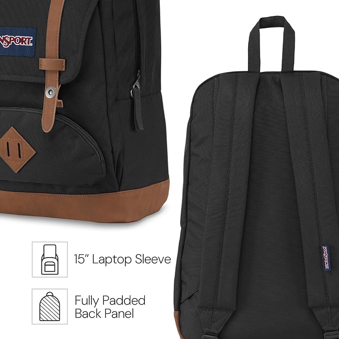 JanSport Cortlandt Laptop Backpack, Russet Red, 15” Laptop Sleeve-Synthetic Leather Shoulder Computer Bag with Large Compartment, Padded Straps- Rucksack for Men, Women