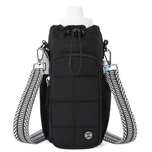 Telena Water Bottle Holder with Strap 40 oz Crossbody Water Bottle Bags for Women Men Walking, Running Black