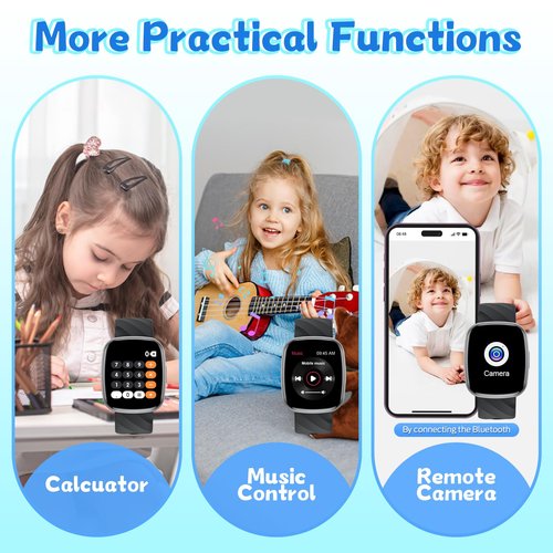 Smart Watch for Kids, Fitness Tracker with Pedometer, 100+ Sport Modes, Heart Rate, Sleep Monitor, Spo2, Calorie Step Counter, Fitness Watch 1.75"HD, Birthday Gifts for Girls Boys Teens 5-16 Black