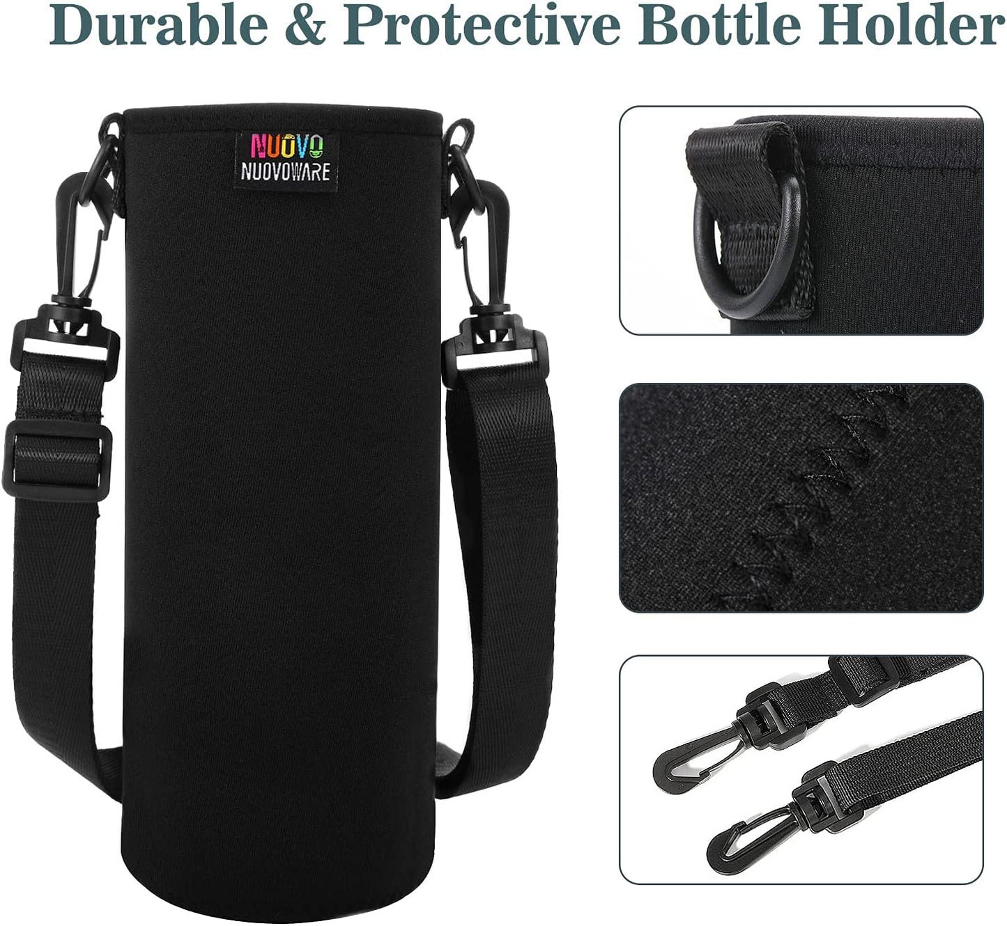 Nuovoware Water Bottle Carrier Bag, Premium Neoprene Portable Insulated Water bottle Sling Holder Bag 1000ML with Adjustable Shoulder Strap for Men Women Hiking, Sling Bottle Bag Case