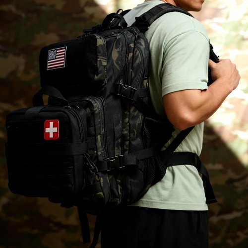Tactical Large Capacity Admin Pouch Molle EDC EMT Utility Pouch Expandable Modular Accessories Organizer Medical Pocket (Black)