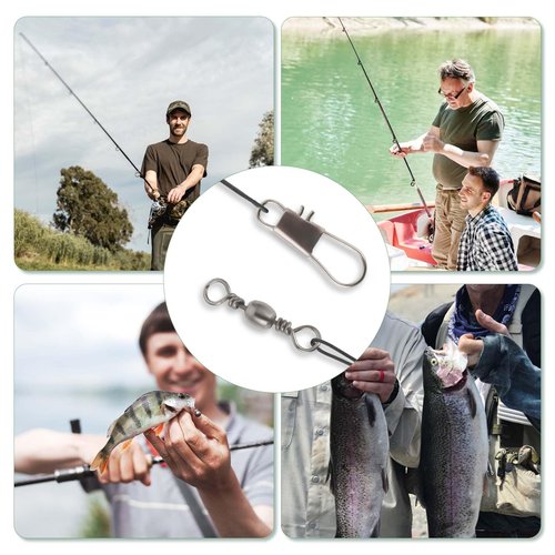 Giantree 50 Pcs Fishing Leaders, Stainless Steel Fishing Leaders with Snap and Swivel, Anti bite Stainless Steel Wire Leaders Fishing Leader Line for Fishing Rigs Saltwater and Freshwater(Black)
