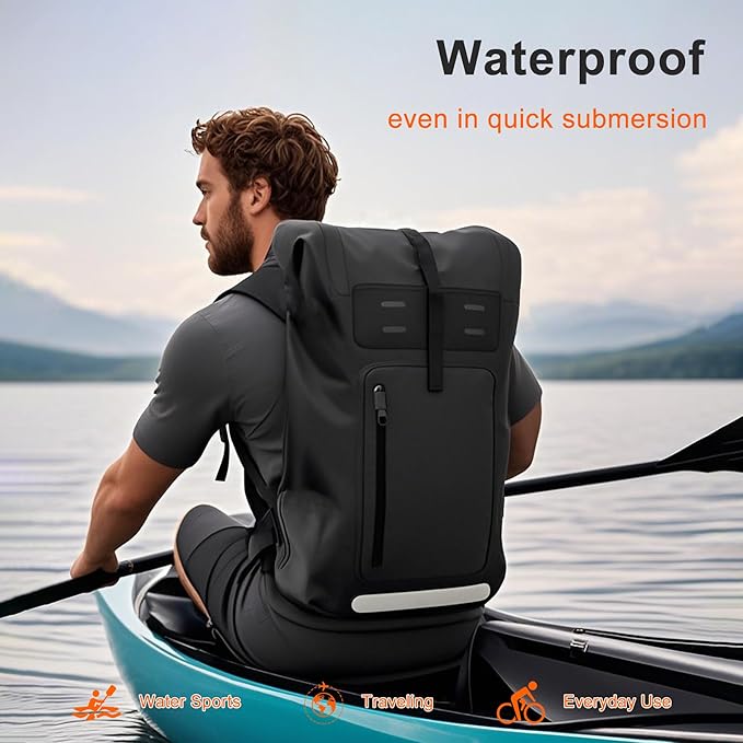 Waterproof Backpack，Heavy Duty Hiking Backpack，35/55/85L dry bag backpack waterproof for Men，Roll-Top Closure，for Kayaking, Travel, Hiking, Fishing, Camping, Motorcycles (grey, 55L)