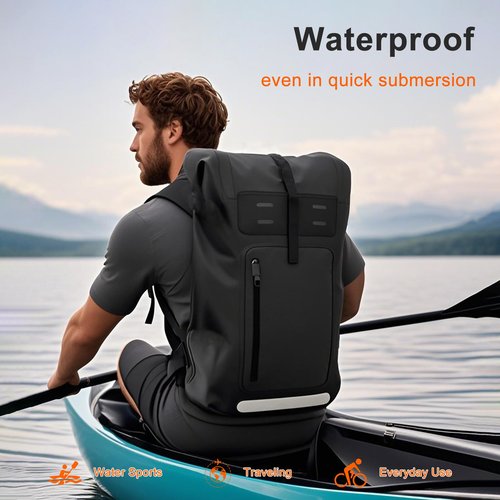 DUAXETONGXIA Waterproof Backpack，Heavy Duty Hiking Backpack，35/55/85L dry bag backpack waterproof for Men，Roll-Top Closure，for Kayaking, Travel, Hiking, Fishing, Camping, Motorcycles (black, 35L)