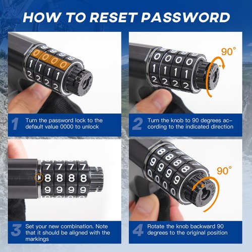 RYACO Bike Chain Lock, Bike Lock with 2 Ways to Unlock,4 Digit Combination Heavy Duty Anti-theft Bicycle Lock with 2 Keys and Carabiner, 3.2Ft High Security Bike Motorcycle Gate Door and Scooter Locks
