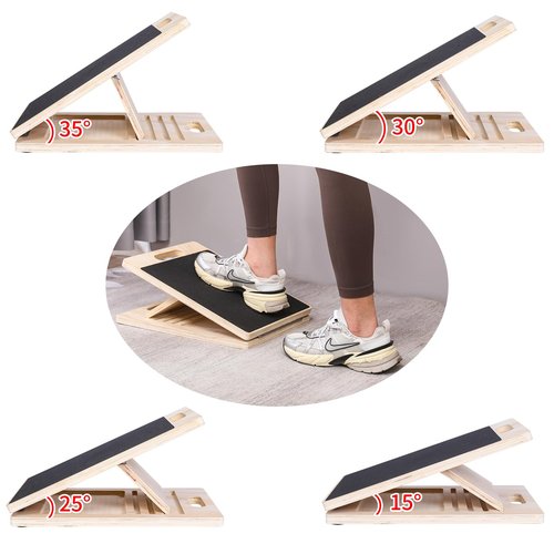 Portable Wood Slant Board for Calf Stretching Squats Calf Stretcher Physical Therapy Equipment Adjustable Incline Board
