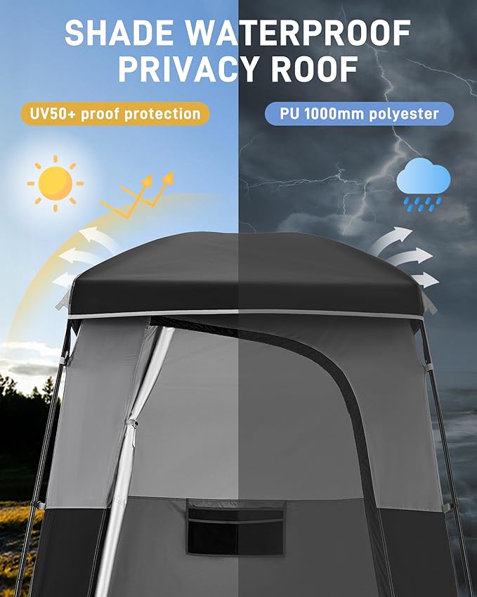 KingCamp Shower Tent, Portable Privacy Tent Outdoor Camping 1/2 Room Toilet Tents with Shower Bag & Dressing Room for Travel Beach Tailgate