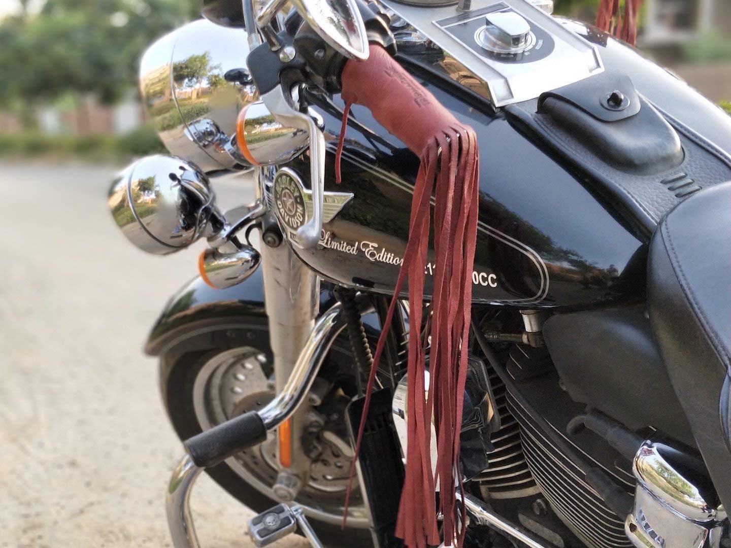Trip Machine Company Leather Motorcycle Tassels Fringes (Cherry Red)