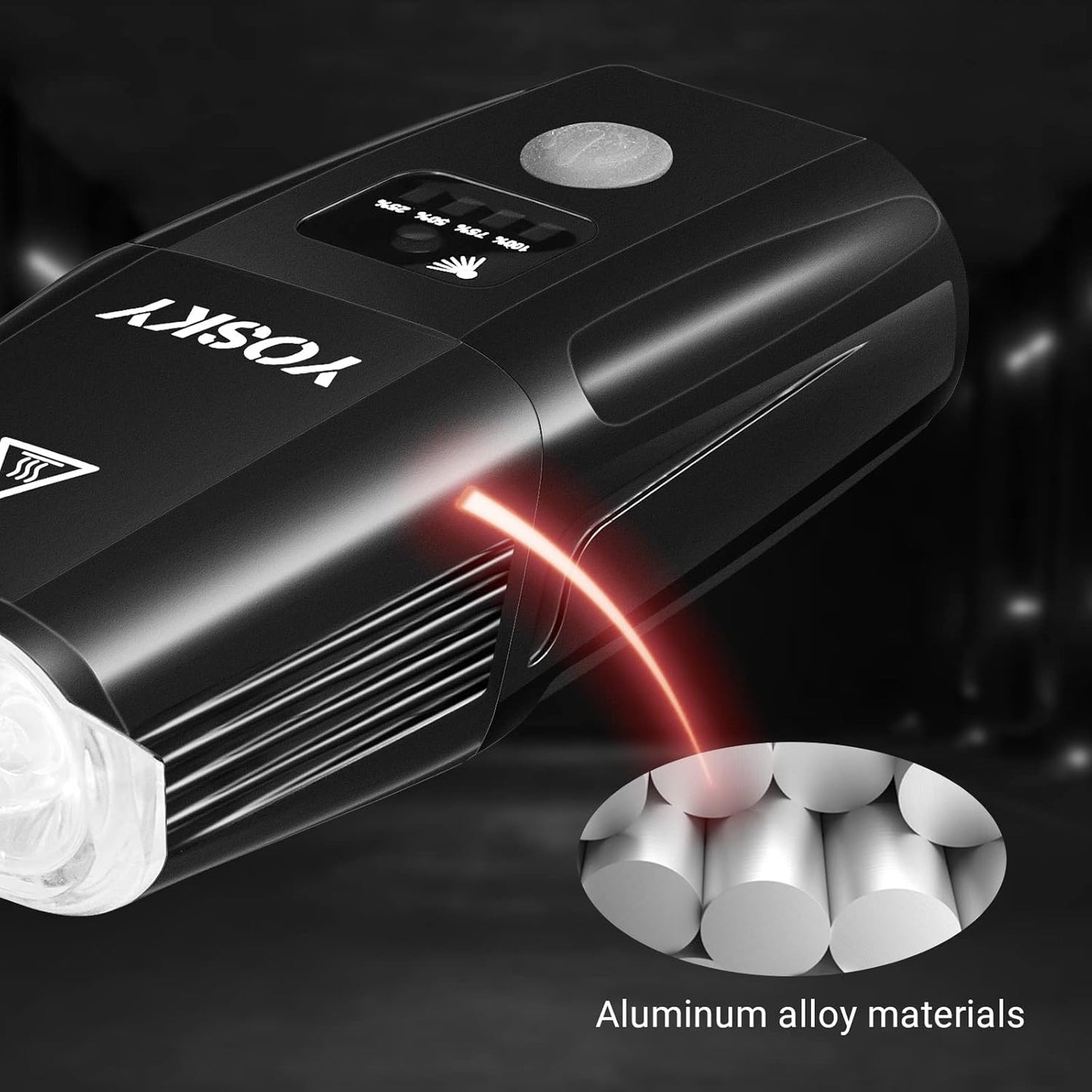 Yosky USB Rechargeable Bike Light Set - EVO 5400mAh Smart Bike Headlight and Tail Light - Super Bright Bike Light Front and Back for Adults Kids Men Women Night Riding