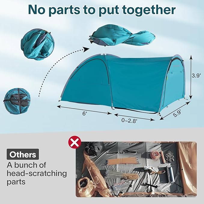 All Weather Camping Screen Tent/SUV Tent, Outdoor Pop Up Tent for Camping with Shelter Mesh & Waterproof PVC, Instant Tent Screen House Portable for Car SUV Van Camping