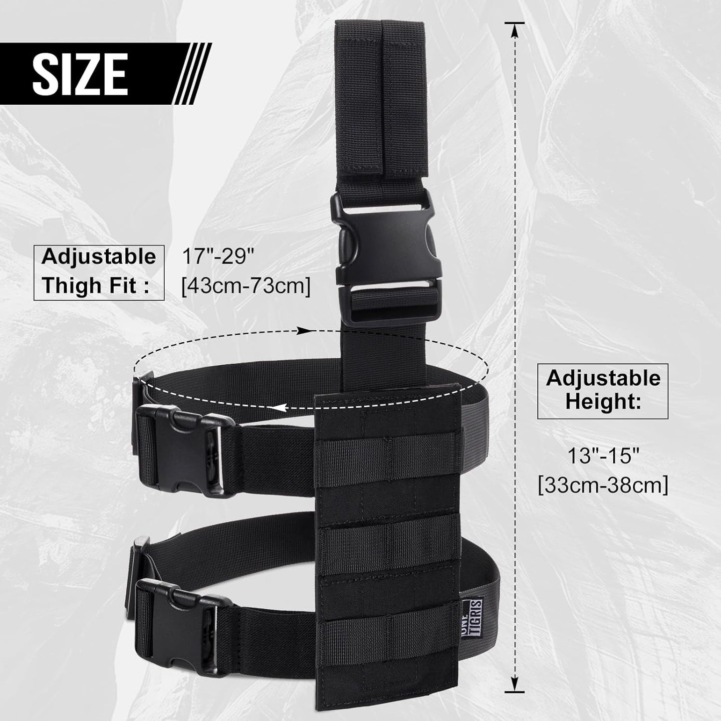 OneTigris Mini Molle Panel for Tools, Drop Leg Platform Minimalist Adjustable Thigh Rig for Flashlight Green