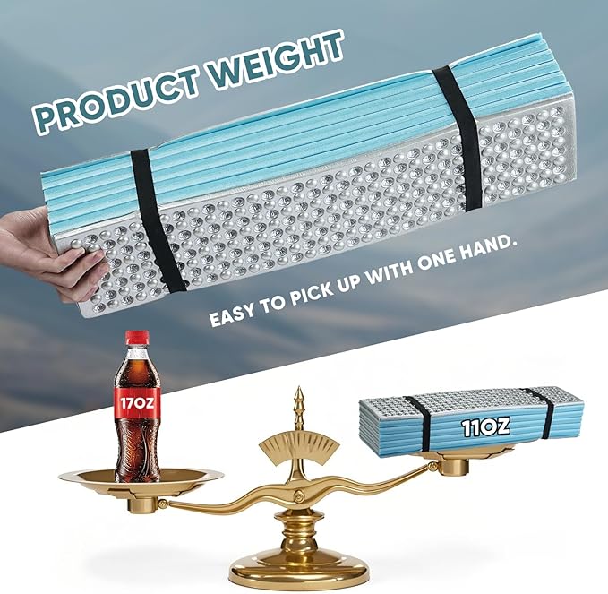 Ultralight Foam Sleeping Pad, Waterproof Closed Cell Foam Pad for Superior Insulation, Folding Sleeping Mat for Compact Storage, Foldable and Portable for Hiking and Camping