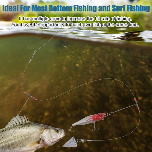 Surf Fishing Tackle Kit Surf Fishing Rigs Double Hook Bottom Rigs Hi-Lo Rig Fishing Leader Rig Pier Fishing Catfishing Bottom Fishing Beach Ocean Saltwater Fishing Rigs