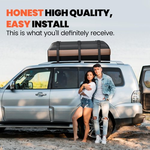 Asinking Car Rooftop Cargo Carrier Bag, 15 Cubic Feet Waterproof Roof Cargo Bag for Sedan SUV Minivan, Fit Vehicles with/Without Roof Rack, Sidebars & Crossbars - Max Size 44" L x34 W x17 H