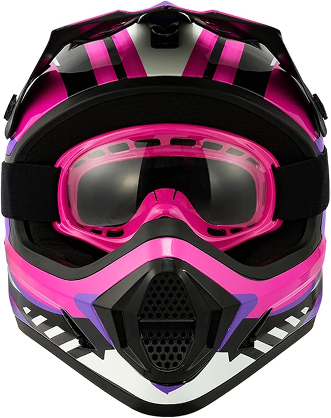 TCT-MOTORPARTS DOT Youth Kids Motocross ATV Full Face Helmets for Offroad Street Dirt Bike Go-Kart BMX MX Rose Red Medium
