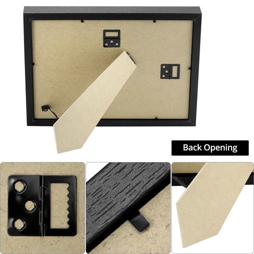 QWORK Medal Display Shadow Box, 1 Medal Display Case and 1 Photo, Black A4 Size, 3-3/4"x5-5/8 Inner Frame Photo Size