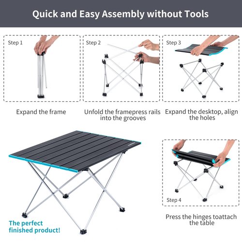 Naturehike FT08 Portable Camping Table, Ultralight Aluminum Folding Beach Table with Carry Bag for Outdoor Cooking, Picnic, Camp, Boat, Travel