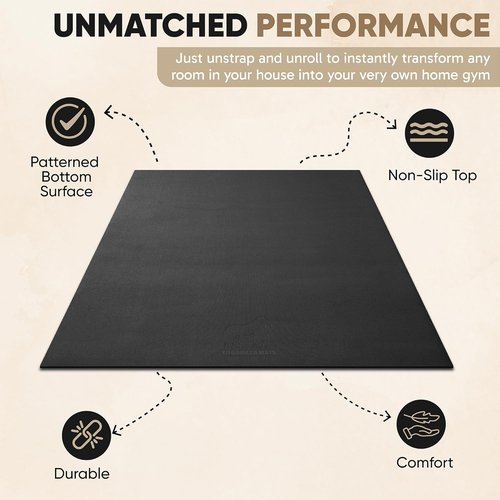 Gorilla Mats Premium Extra Thick Large Exercise Mat – 7' x 4' x 8mm Ultra Durable, Non-Slip, Workout Mat for Instant Home Gym Flooring – Works Great on Any Floor or Carpet – Use With or Without Shoes