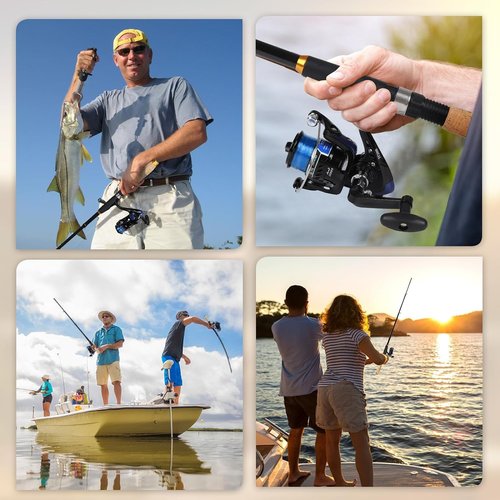 Fishing Rod and Reel Combo, 2PCS Telescopic Fishing Pole with Spinning Reel Lures Set,Fish Lip Gripper and Tackle Bag, Saltwater Freshwater Collapsible Fishing Kit for Beginner Adults