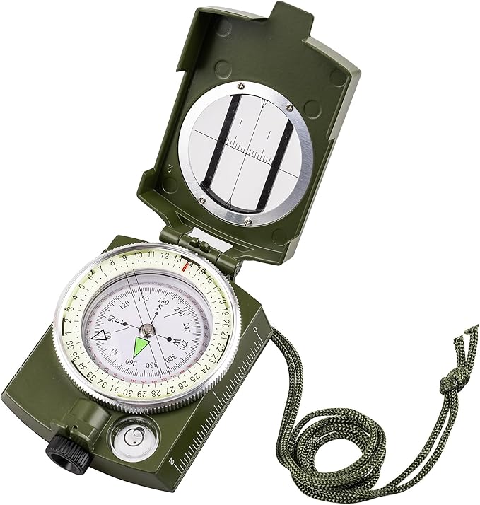Compass Hiking Compass - Navigation, Pocket, Waterproof, Shockproof, Military - Hiking, Climbing, Biking, Exploring, Geology, Outdoor Activities