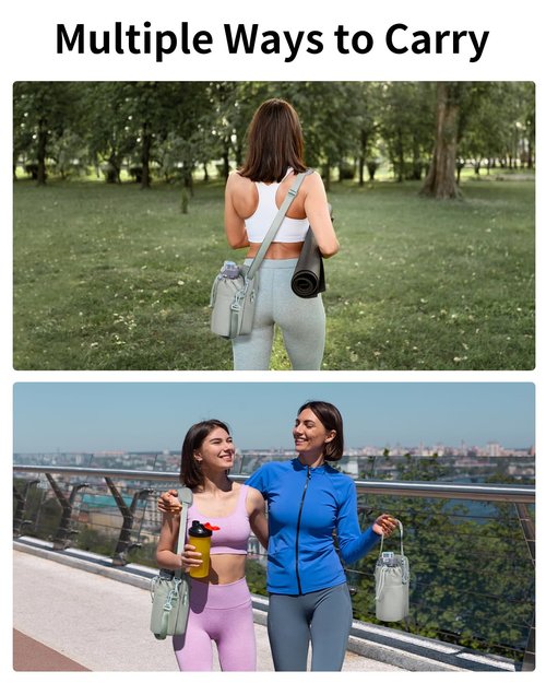 Wandering Nature Water Bottle Holder with Strap 32oz Insulated Water Bottle Carrier Bag Crossbody with Large Storage Pocket for Walking Hiking,Water-Resistant Fabric,Patent Pending