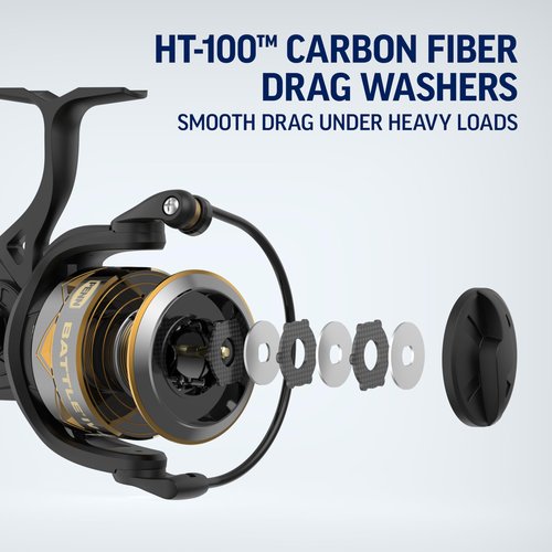 PENN 8' Battle IV Spinning Fishing Rod and Reel Combo Kit, 5000 Reel, CNC Gear Technology, Full Metal Body and Sideplate, HT-100 Drag System