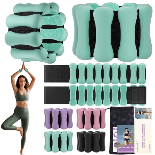 Wrist Weights, LC-dolida Ankle Weights for Women Men, Adjustable Wrist Weighted Bracelet for Home Gym Workout, Walking, Running, Pilate, Yoga, Exercise, Strength Training, Set of 2 (1LB Each), Green