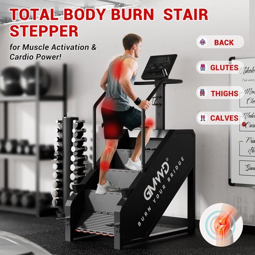 Stair Stepper Machine, GMWD Stair Climber with LED Screen, Commercial Grade Stair Stepper Exercise Machine with 15 Resistance Levels, 441LBS, 24-164 Steps/Minute, Black