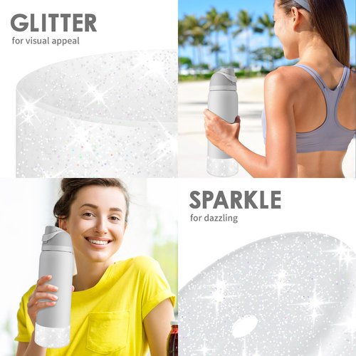 BKBY Protective Glitter Silicone Boot Compatible with Owala 24oz, Bling Cup Sleeve Bottom Bumper Cover (Translucence Dreamy Field, 24oz)
