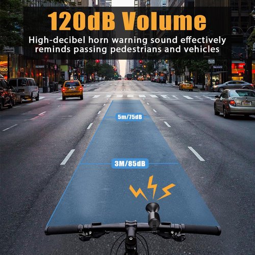 LESOVI Electric Bike Horn, 120dB Electronic Bicycle Bell with 300mAh Battery Operated/IPX5 Waterproof, Loud Bike Bell for Adults/Kids (Black)