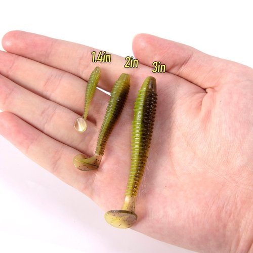 Dr.Fish 20 Pack Paddle Tail Swimbait Soft Fishing Lure Bass Fishing Freshwater Soft Plastic Shad Bait Drop Shot Bait Bluegill Panfish Crappie 3'' Pearl White