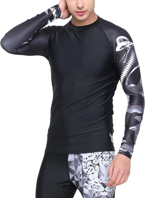 HUGE SPORTS Men's Swim Shirts Long Sleeve UPF 50+ Rash Guard Sun Shirts UV Sun Protection