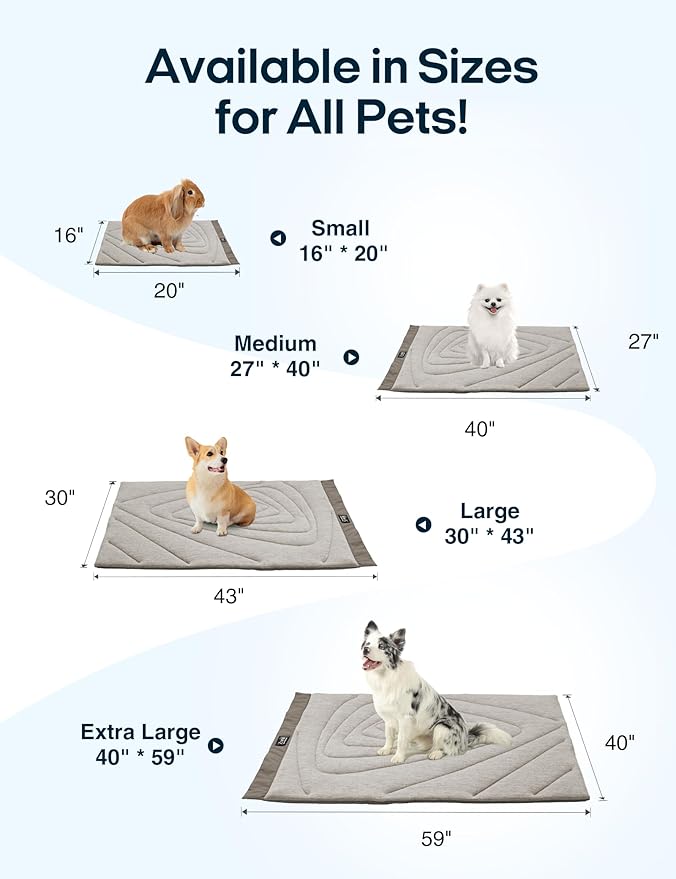 ZonLi Dog Cooling Mat, 40" x 27"Medium, Waterproof Cooling Pad for Dogs & Cats, Portable & Durable Pet Mat for Crate, Trunk, Camping, Outdoors, Machine Washable, Pebble Grey