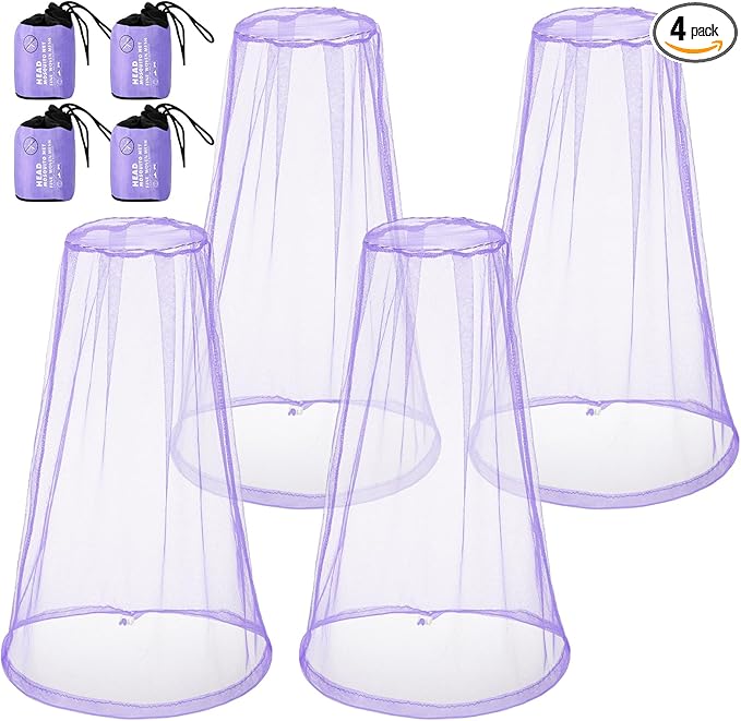 Hestya 4 Pack Mosquito Face Mesh Net Protecting Net for Outdoor Hiking Camping Climbing Mosquito Fly Insects Preventing (Purple)