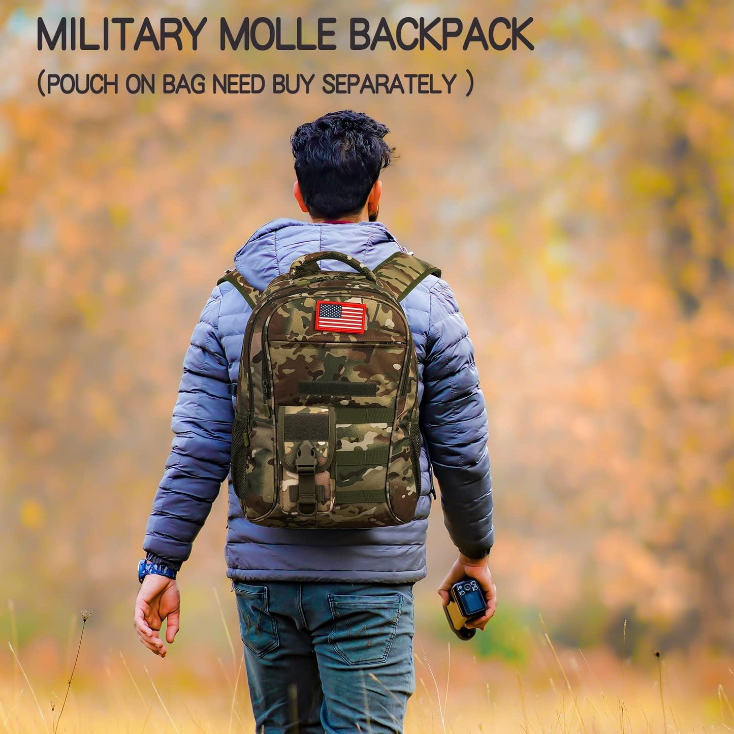 outdoor plus Camo Backpack,Military Boys Backpacks for School,40L Army Bookbag with USB Charging Port Waterproof