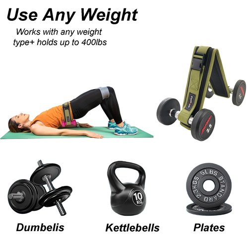 Dumbbell Hip Thrust Belt,Thick Padding Booty Belt for Hip Thrust,Dumbbell Belt for Hip Thrust,Glute Trainer and Booty Builder Green