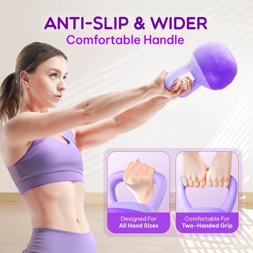 Yes4All Soft Kettlebell, PVC Kettlebells Exercise Weights & Color-Coded Strength Training Soft Kettlebells, Comfortable Hand Weights for Women at Home - 15LB - Purple
