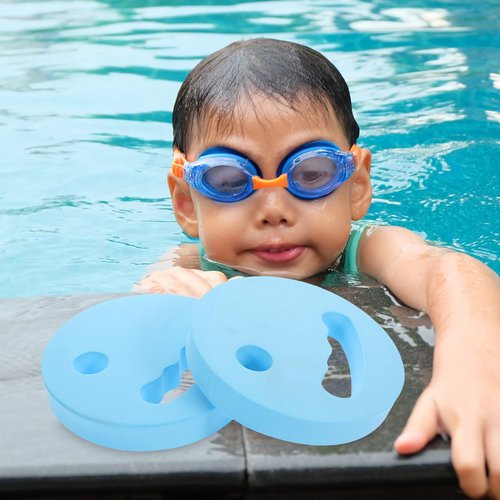 POPETPOP Water Exercise Discs : 2Pcs EVA Foam Water Weights for Pool Exercise - Round Hand Held Floating Swimming Disc for Kids, 7.07X7.07X1.10in (Blue)