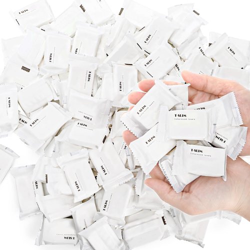 Nagpew 100 Pieces Compressed Towels, Mini Disposable Face Towel Tablets, Portable Soft Toilet Napkin Paper Tablet for Beauty Salon, Camping, Hiking, Sport, Traveling, Home Wipe