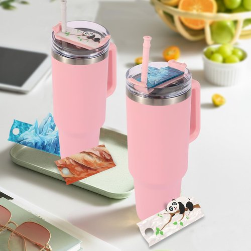 Proke Stanley Cup Accessories Set, 3pcs Name Plates for Stanley 40 oz + 2pcs 9.65in Stanley Straw, Popular Animal Elements Tumbler Decorations, Birthday Christmas Gifts for Family
